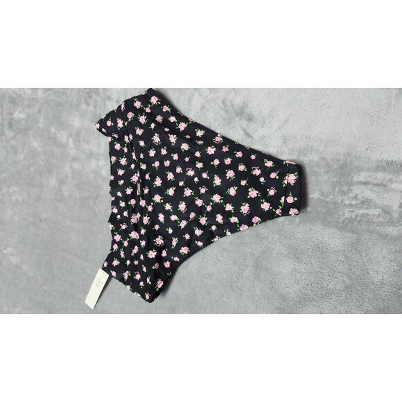 Victoria's Secret L Black Floral Ruffle High Waist Brazilian Bikini Bottom NWT - Picture 4 of 5